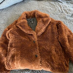 Urban Outfitters teddy coat worn once size small color toffee